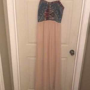 Size S polyester and denim maxi dress